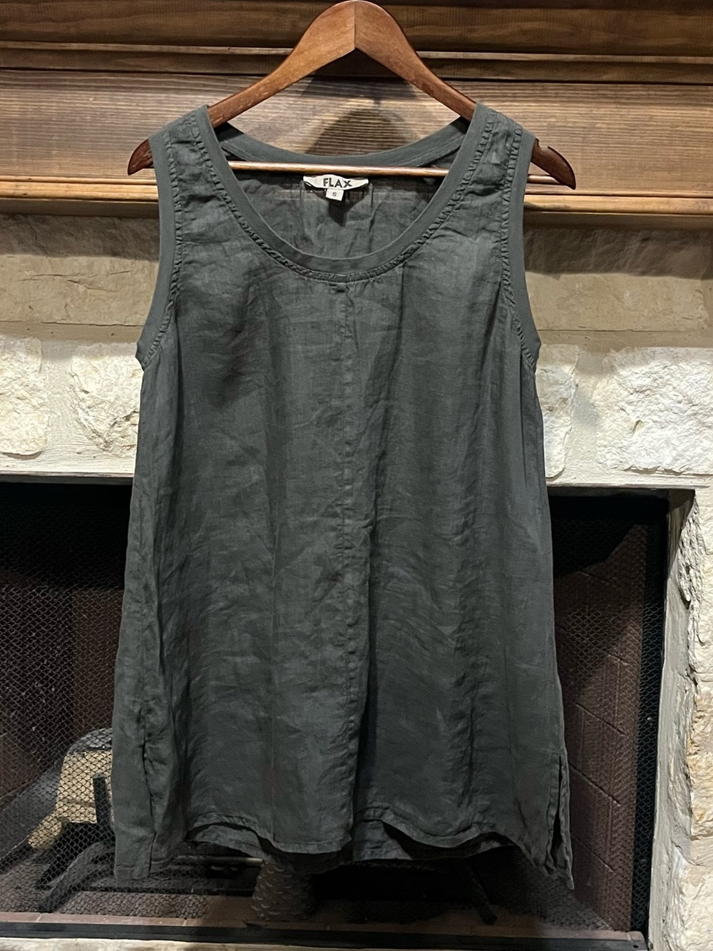 Flax Gray Linen Cotton Tunic Tank Top Size S